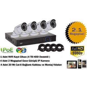 NVR POE KIT 4 Kameralı Set 2.1 MP SV-7904FP