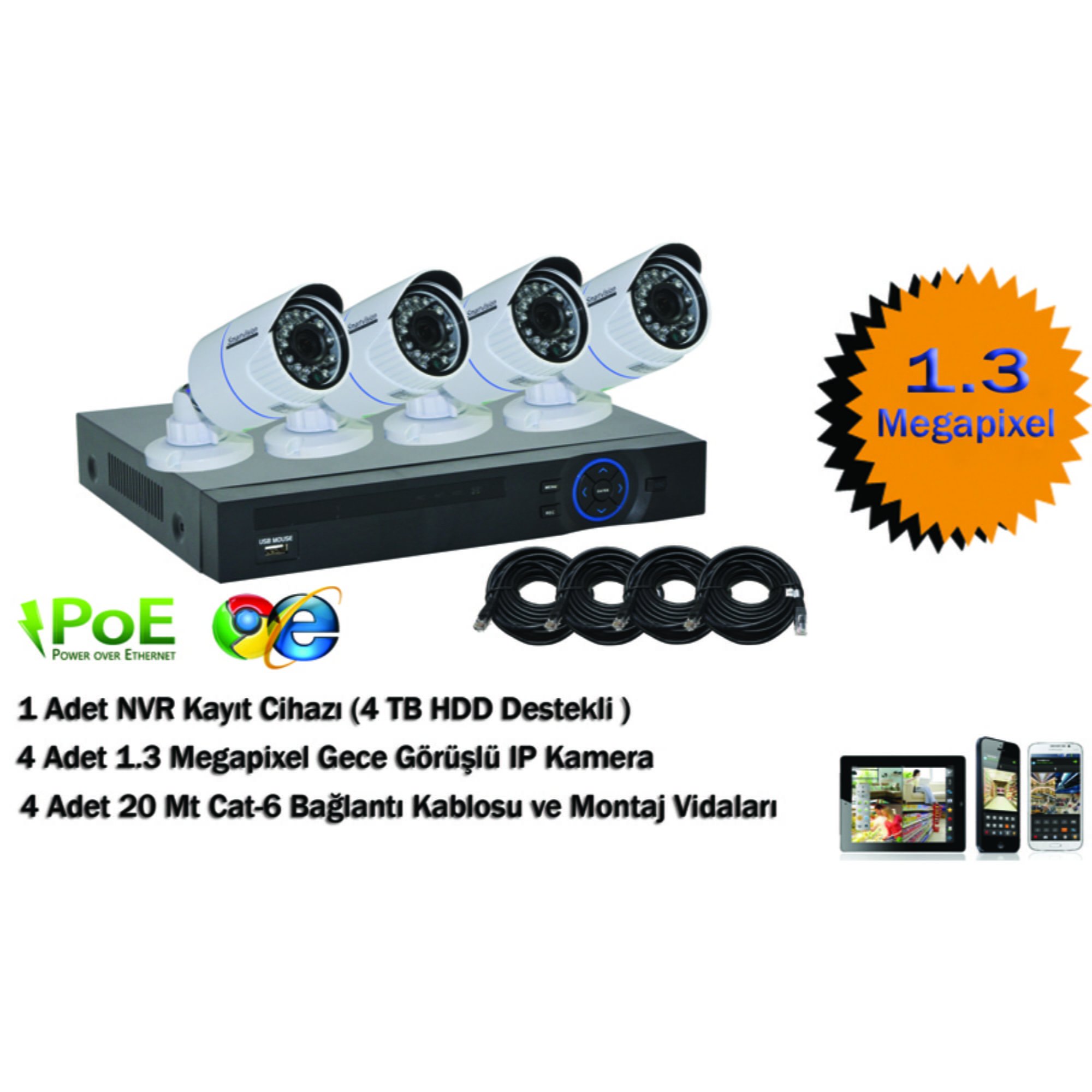 NVR POE KIT 4 Kameralı SV-7904DP